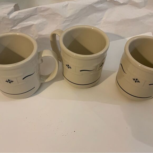 Longaberger Pottery Woven Traditions Cups - Classic Blue (Set of 3) A9 - Picture 3 of 6